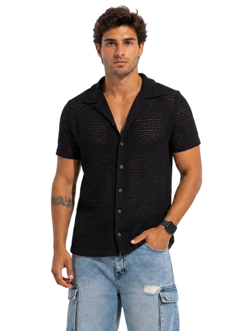 CAMISA MALLA CUELLO CUBANO ESCOCIA - 1