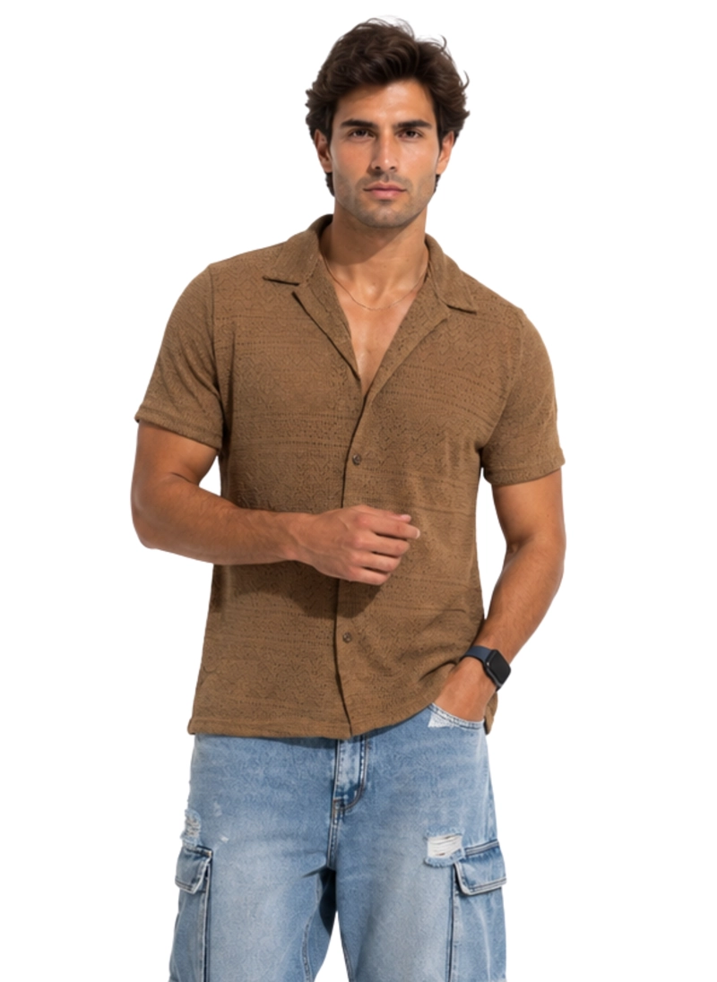 CAMISA MALLA CUELLO CUBANO ESCOCIA - 1