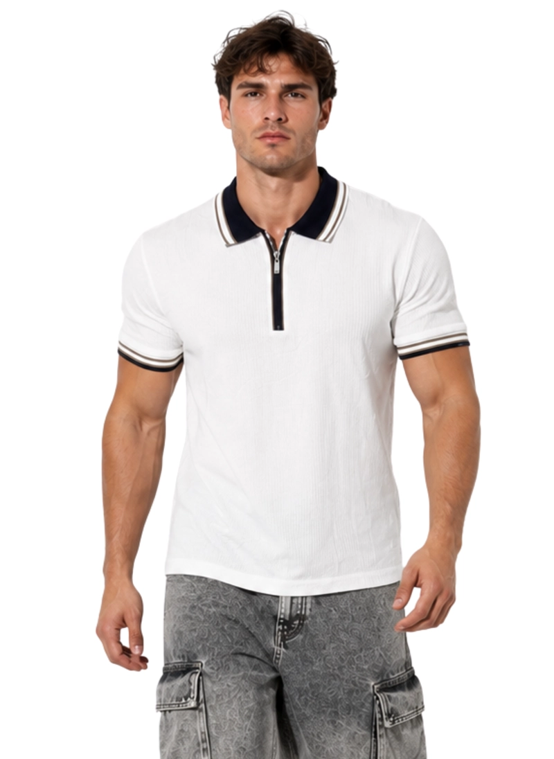 POLERA HOMBRE CUELLO POLO CON CIERRE SLIM FIT MILANO - 1
