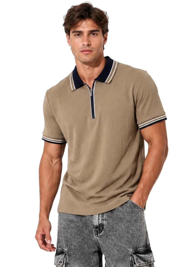 POLERA HOMBRE CUELLO POLO CON CIERRE SLIM FIT MILANO - 1