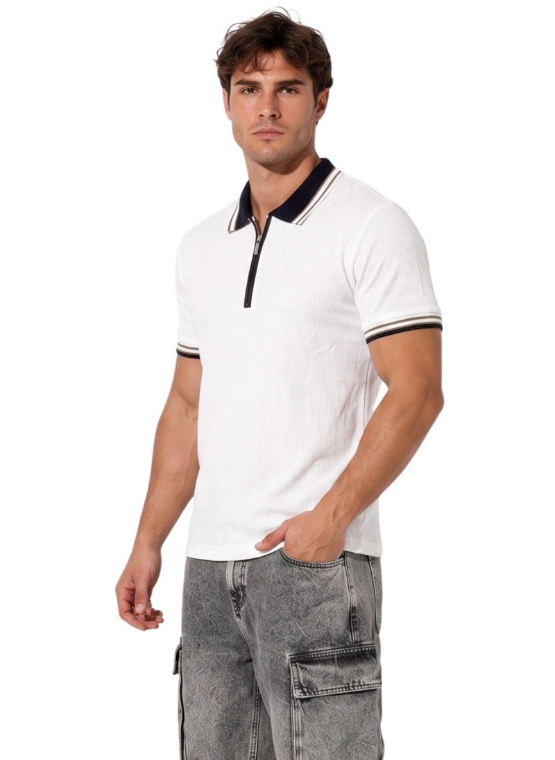 POLERA HOMBRE CUELLO POLO CON CIERRE SLIM FIT MILANO - 2