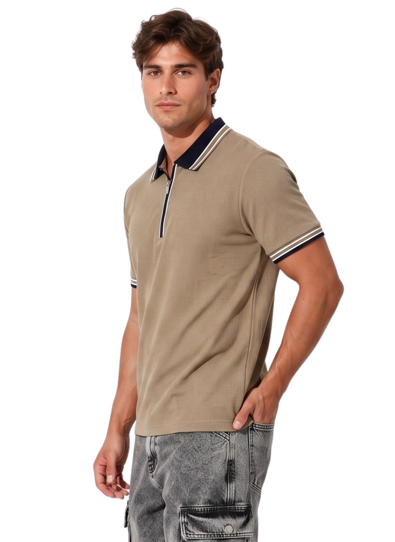 POLERA HOMBRE CUELLO POLO CON CIERRE SLIM FIT MILANO - 2
