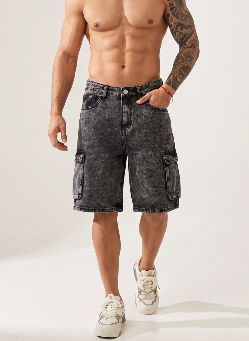 SHORT BERMUDA DENIM CARGO RELAXED FIT HOMBRE HAWAI - 1