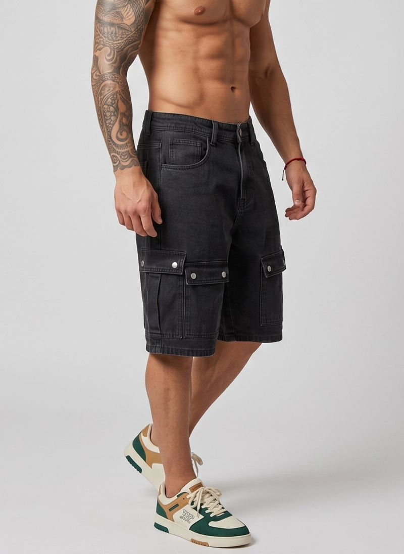 SHORT BERMUDA DENIM CARGO RELAXED FIT HOMBRE HAWAI - 2