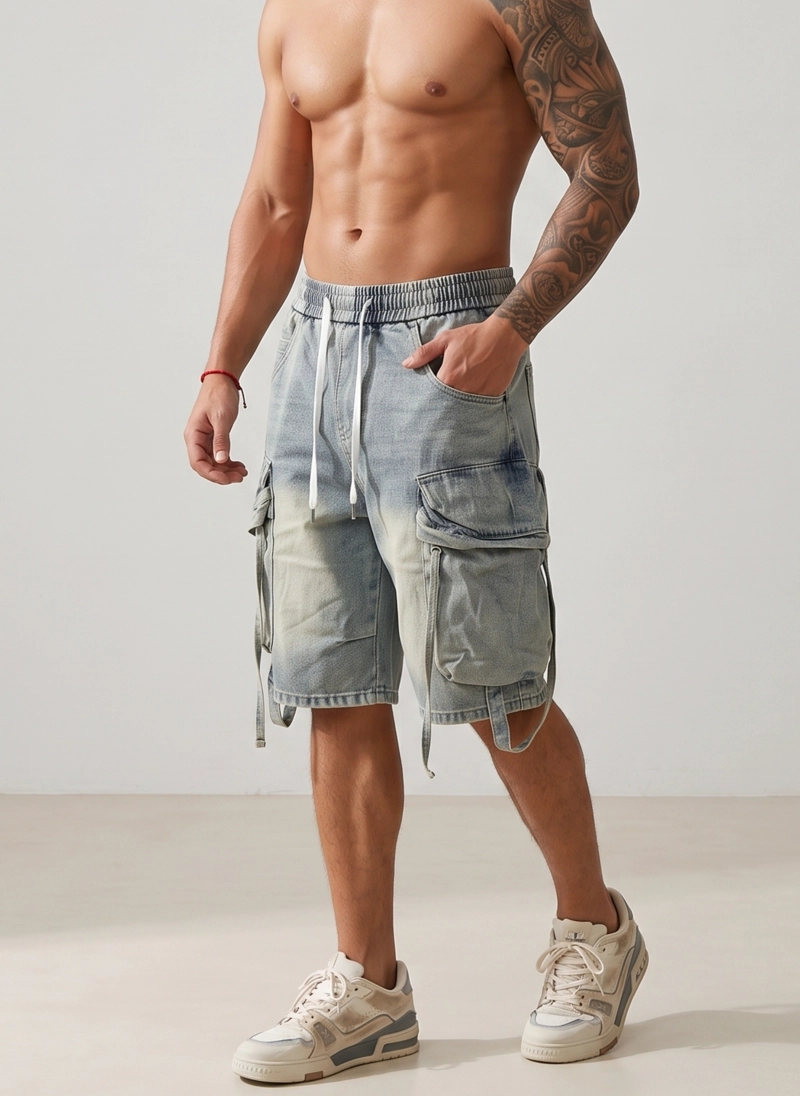 SHORT BERMUDA DENIM CARGO RELAXED FIT HOMBRE HAWAI - 2