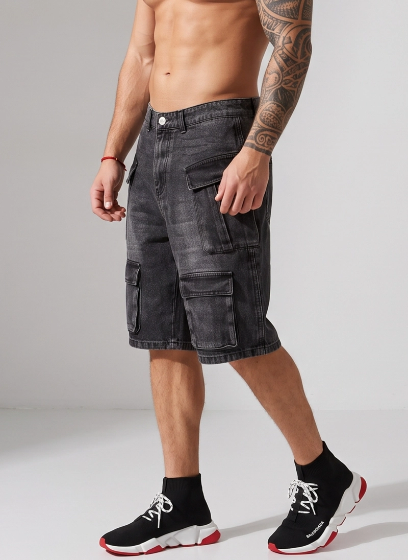 SHORT BERMUDA DENIM CARGO RELAXED FIT HOMBRE HAWAI - 2