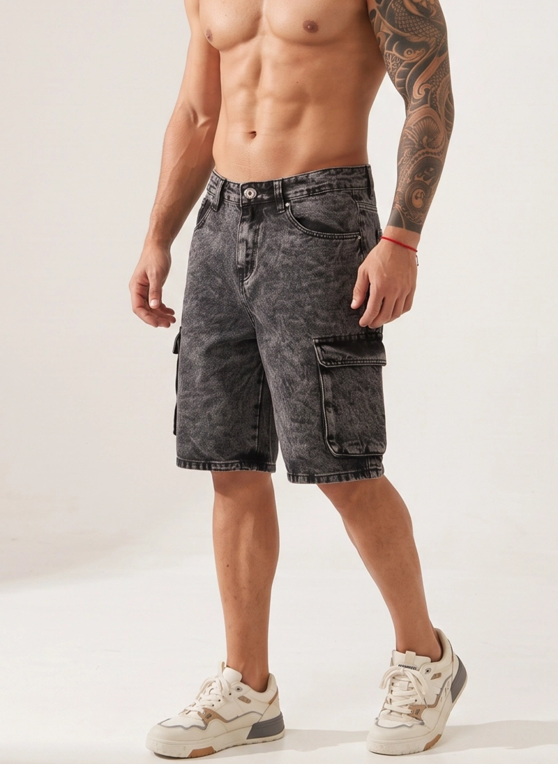 SHORT BERMUDA DENIM CARGO RELAXED FIT HOMBRE HAWAI - 2