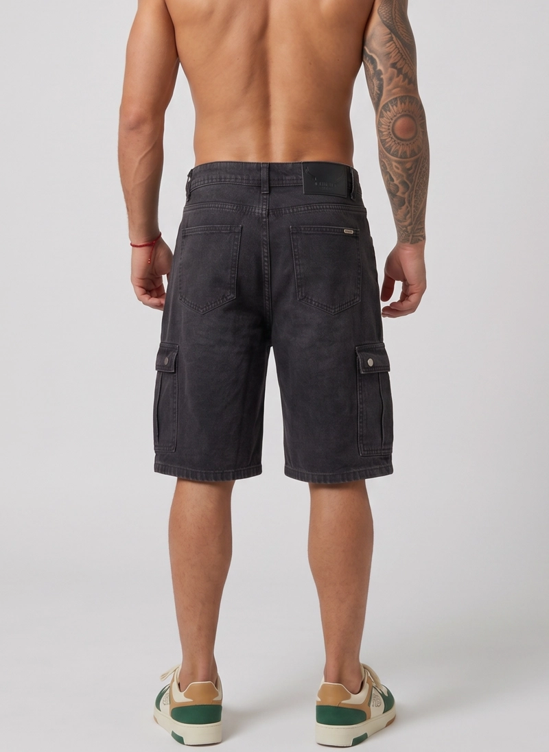 SHORT BERMUDA DENIM CARGO RELAXED FIT HOMBRE HAWAI - 3