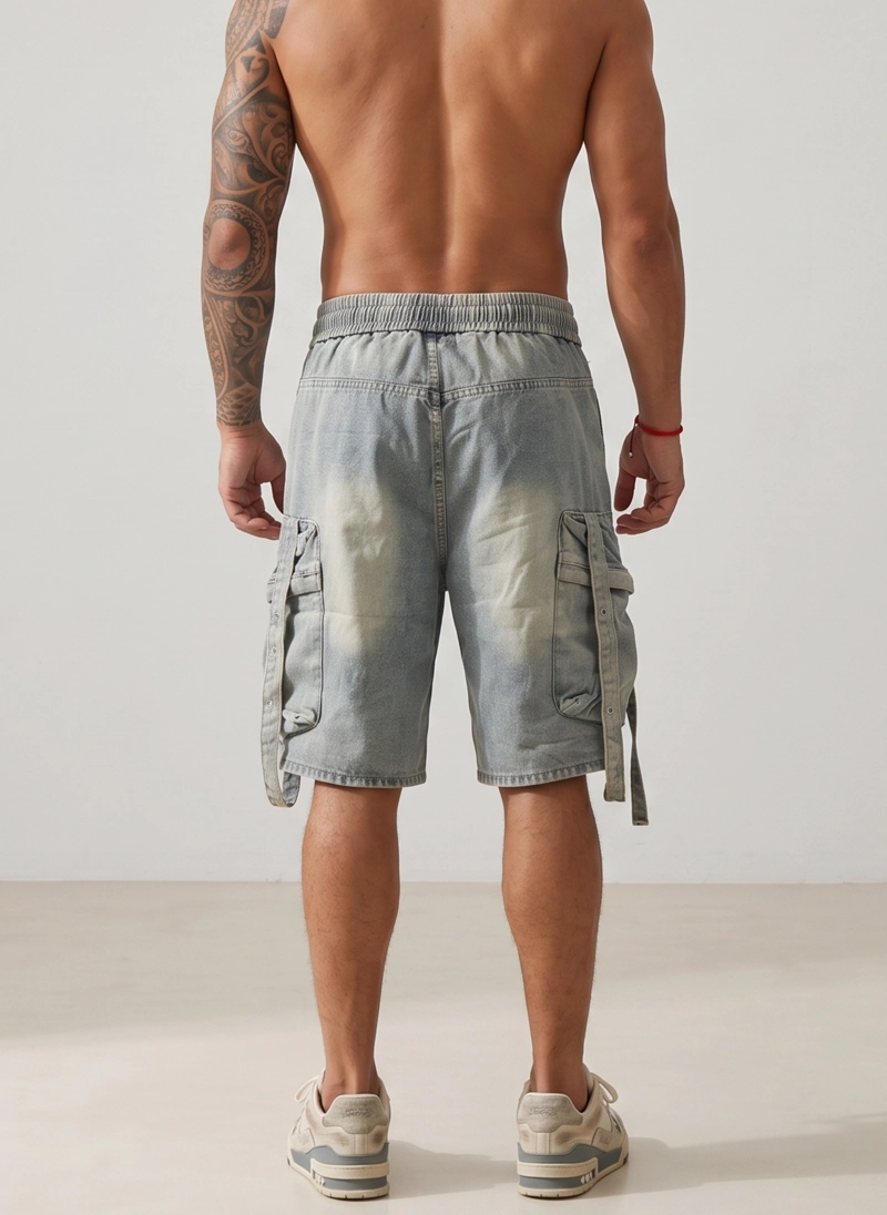 SHORT BERMUDA DENIM CARGO RELAXED FIT HOMBRE HAWAI - 3