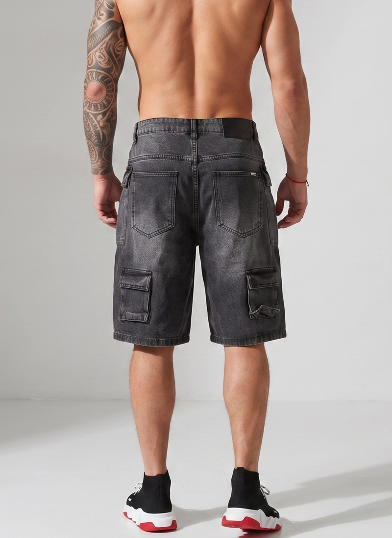 SHORT BERMUDA DENIM CARGO RELAXED FIT HOMBRE HAWAI - 3