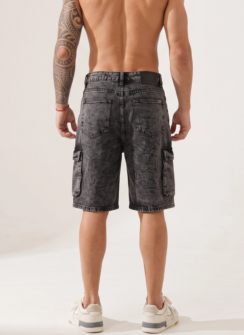 SHORT BERMUDA DENIM CARGO RELAXED FIT HOMBRE HAWAI - 3