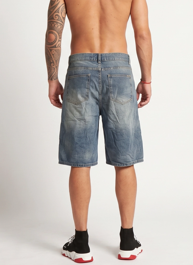 SHORT BERMUDA DENIM CARGO RELAXED FIT HOMBRE HAWAI - 3