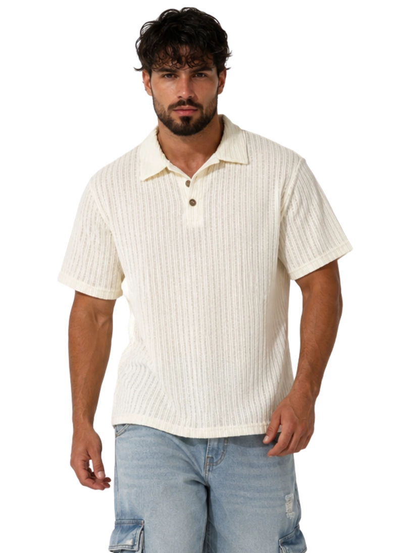 POLERA POLO HOMBRE TEJIDO TEXTURIZADO MANGA CORTA LISBOA - 1