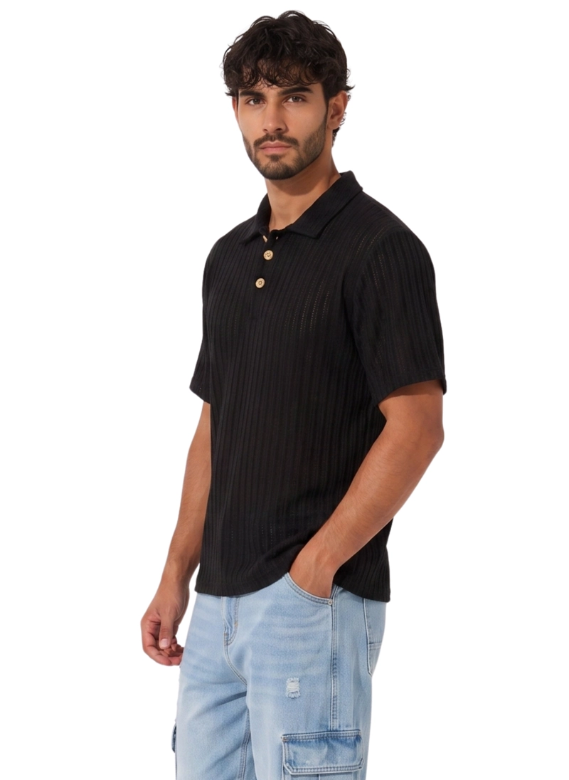 POLERA POLO HOMBRE TEJIDO TEXTURIZADO MANGA CORTA LISBOA - 2