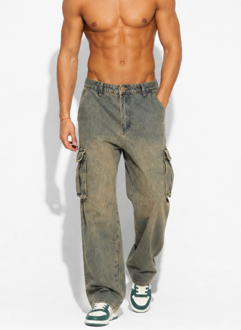 PANTALON JEANS CARGO BAGGY HOMBRE - 1