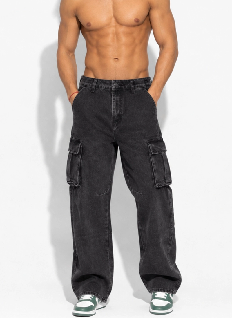 PANTALON JEANS CARGO BAGGY HOMBRE - 1