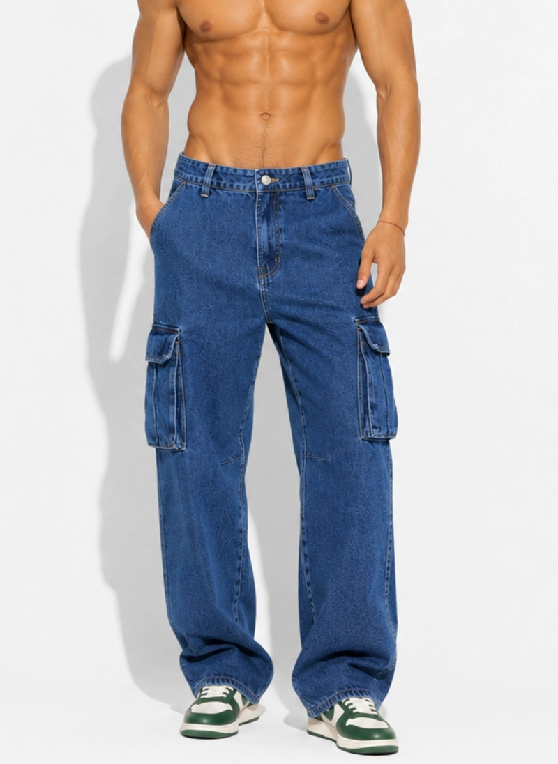 PANTALON JEANS CARGO BAGGY HOMBRE - 1