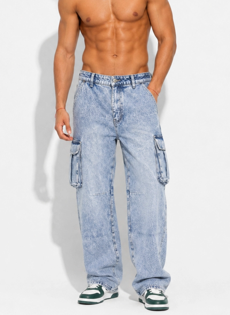 PANTALON JEANS CARGO BAGGY HOMBRE - 1