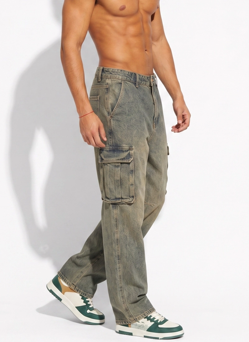 PANTALON JEANS CARGO BAGGY HOMBRE - 2