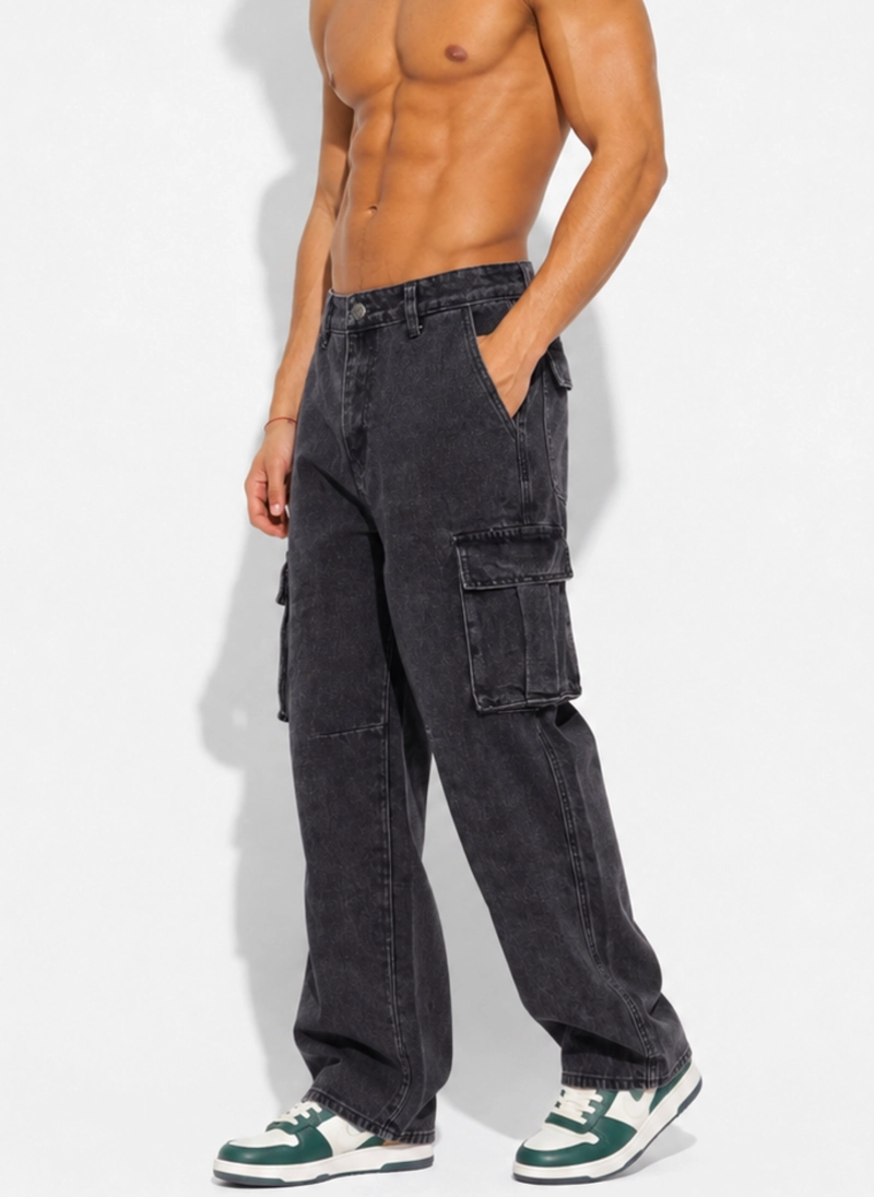 PANTALON JEANS CARGO BAGGY HOMBRE - 2