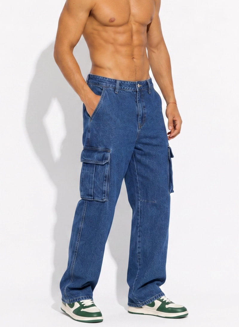 PANTALON JEANS CARGO BAGGY HOMBRE - 2