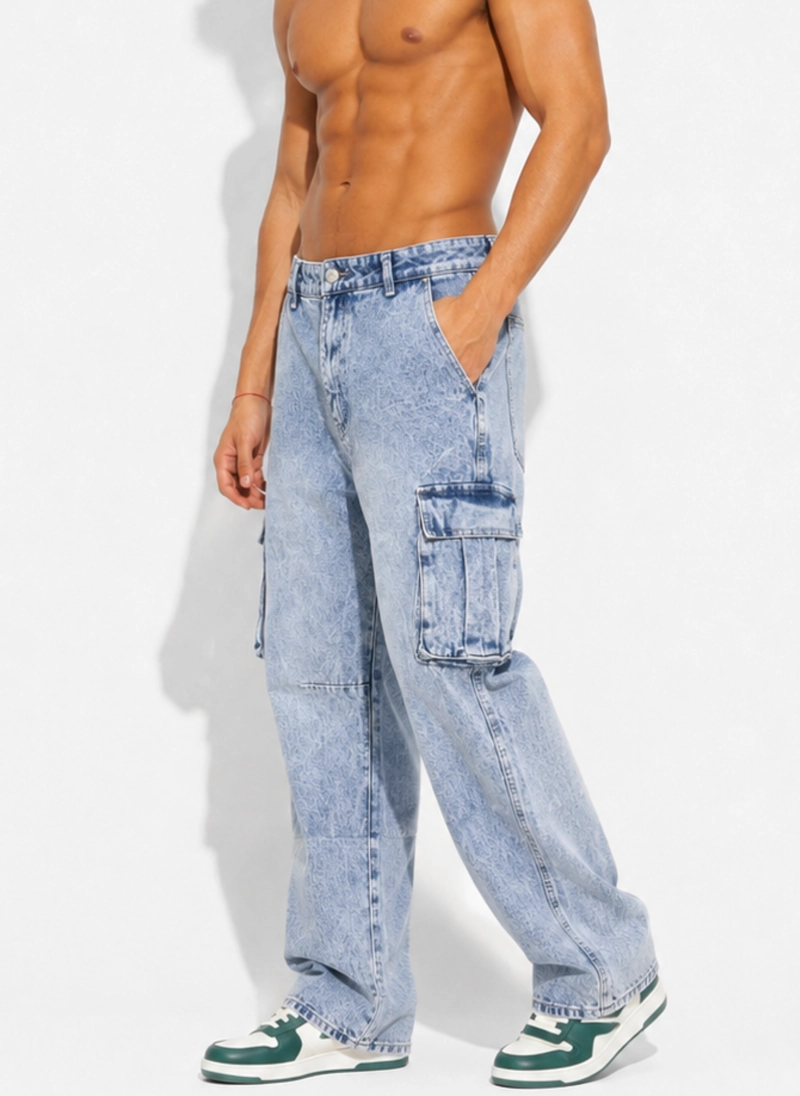 PANTALON JEANS CARGO BAGGY HOMBRE - 2