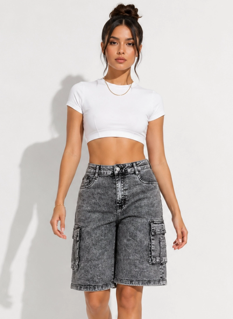 SHORT BERMUDA CARGO WIDE LEG MUJER SOPHIA - 1