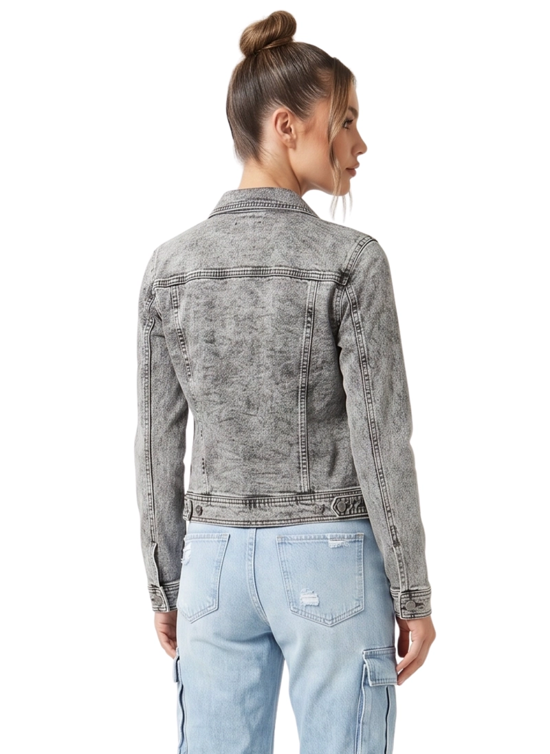 CHAQUETA DENIM MUJER GRIS PRELAVADA - 3