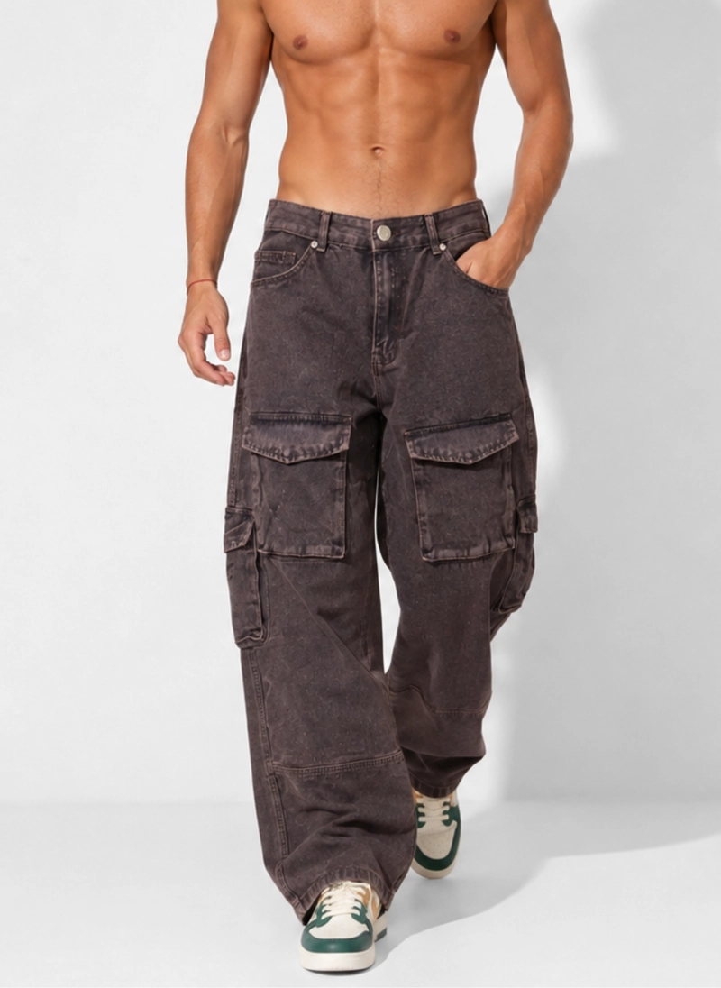 PANTALON JEANS MULTICARGO WIDELEG OVERSIZE HOMBRE - 1