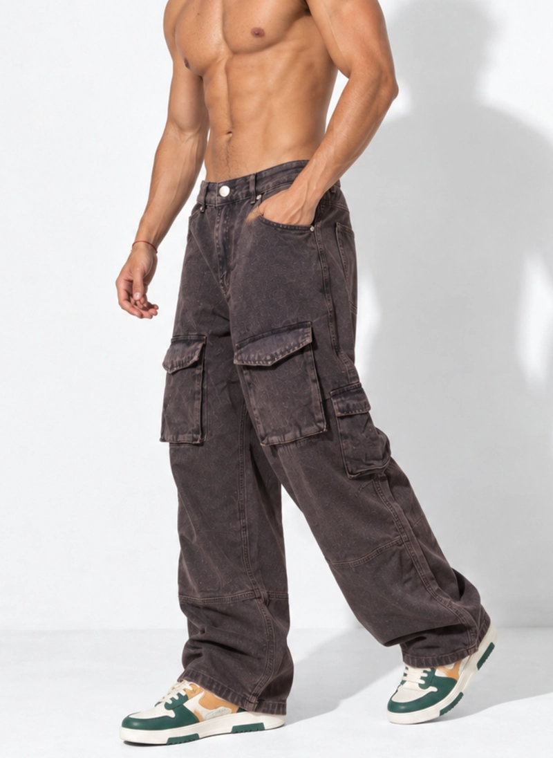 PANTALON JEANS MULTICARGO WIDELEG OVERSIZE HOMBRE - 2