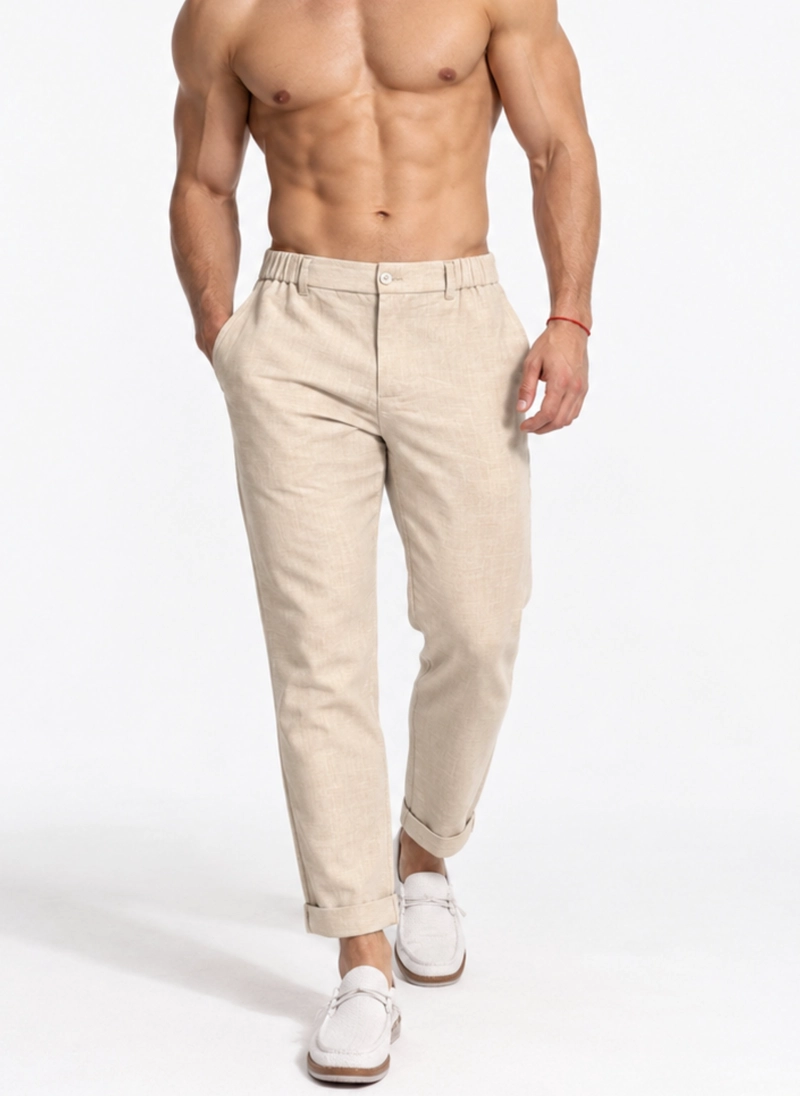 PANTALON LINO HOMBRE SEMI FORMAL SEMI RECTO SANTORINI Beige S