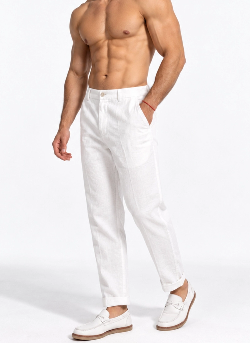 PANTALON LINO HOMBRE SEMI FORMAL SEMI RECTO SANTORINI - 2