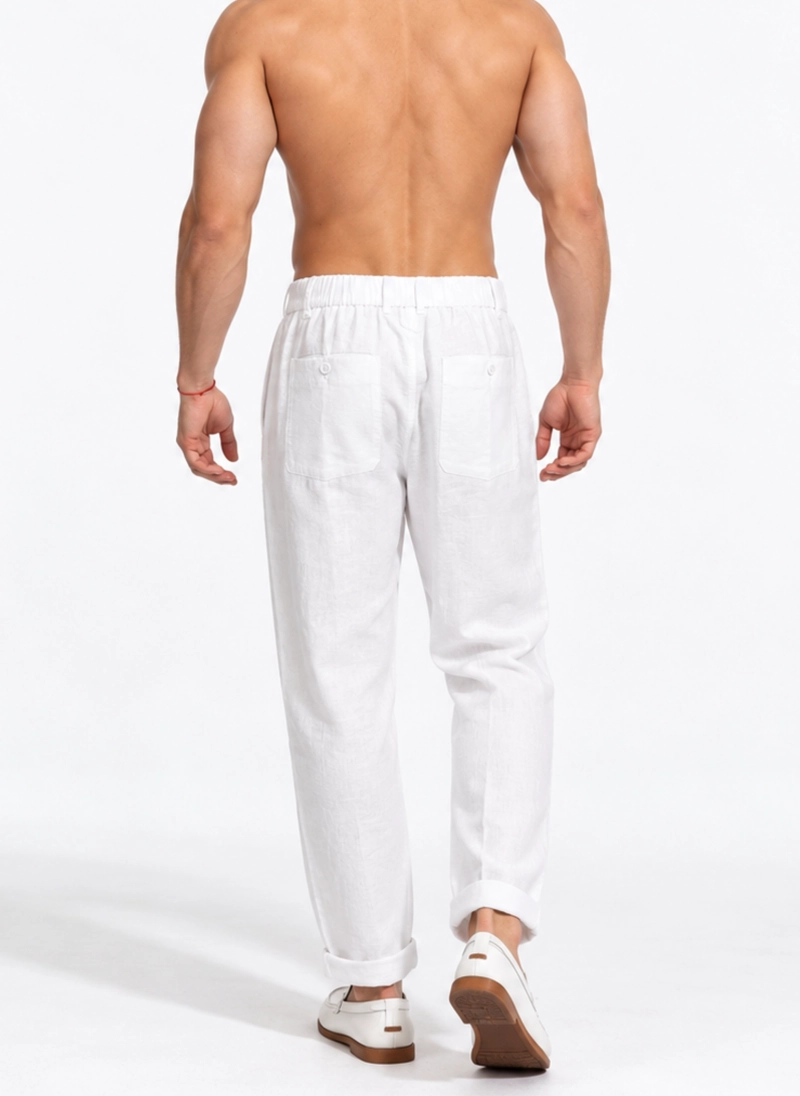 PANTALON LINO HOMBRE SEMI FORMAL SEMI RECTO SANTORINI - 3