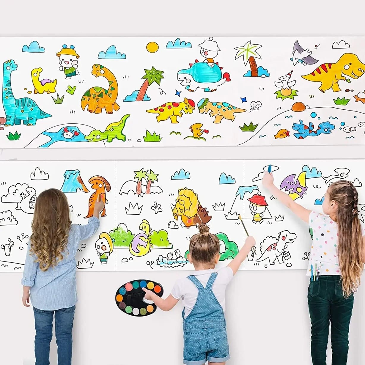 PRINCESAS ROLLO 3MT PAPEL DIBUJAR COLOREAR ADHESIVO STICKER - 4