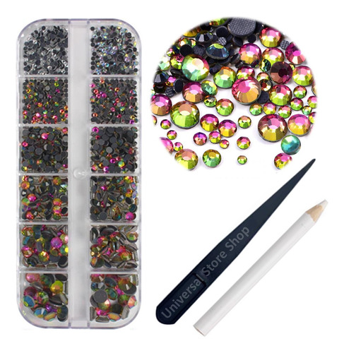 1220 HOTFIX ARCOÍRIS Y CRISTAL DIAMANTE SS6-30 STRASS UÑA - 1