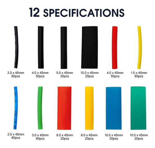 PACK X530 TUBO TERMORETRÁCTIL AISLANTE UNIÓN CABLE ELÉCTRICO - 2