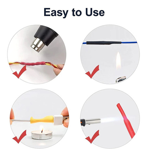 PACK X530 TUBO TERMORETRÁCTIL AISLANTE UNIÓN CABLE ELÉCTRICO - 4