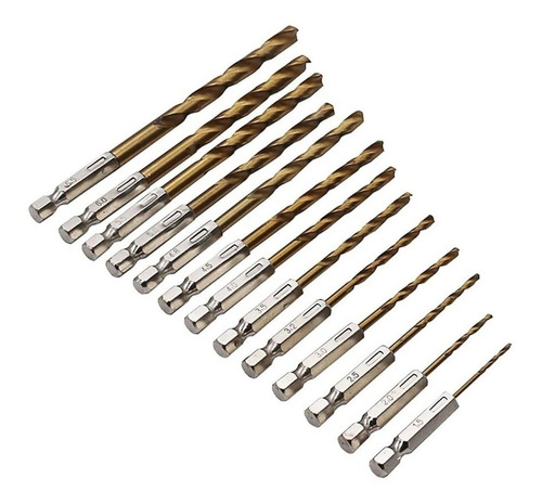 13 BROCAS HSS TITANIO TOMA HEXAGONAL PARA METAL MADERA - 2