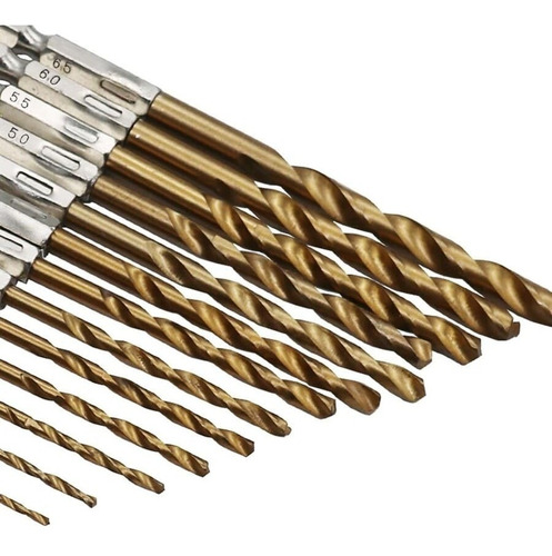 13 BROCAS HSS TITANIO TOMA HEXAGONAL PARA METAL MADERA - 6