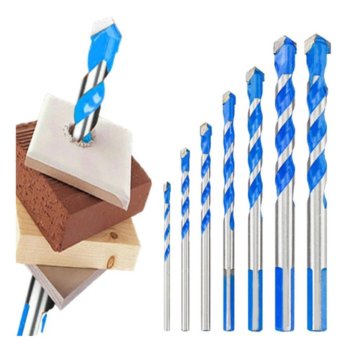 7 BROCAS PARA METAL CONCRETO VIDRIO MADERA MÁRMOL HSS - 1