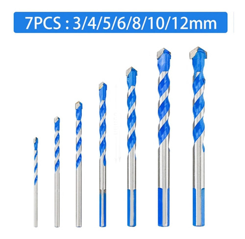 7 BROCAS PARA METAL CONCRETO VIDRIO MADERA MÁRMOL HSS - 2