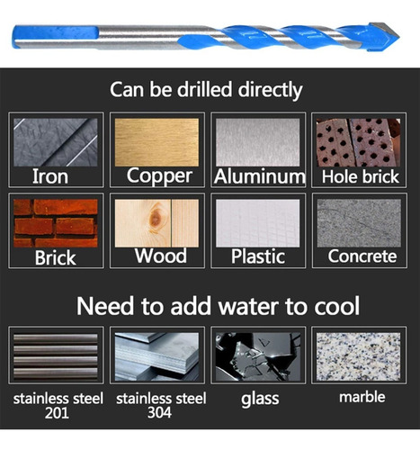 7 BROCAS PARA METAL CONCRETO VIDRIO MADERA MÁRMOL HSS - 5