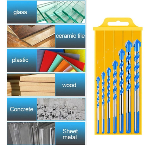 7 BROCAS PARA METAL CONCRETO VIDRIO MADERA MÁRMOL HSS - 8