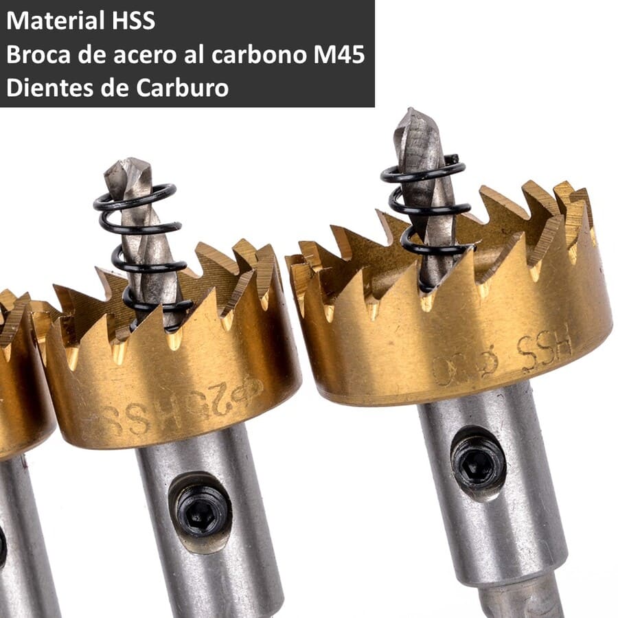 5 BROCAS COPA SIERRA HSS CARBURO PARA METAL ACERO - 4