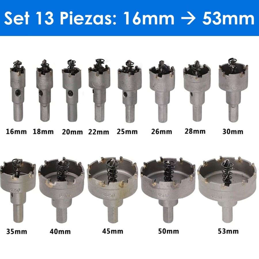 13 BROCAS COPA SIERRA HSS DE CARBURO PARA METAL ACERO - 3