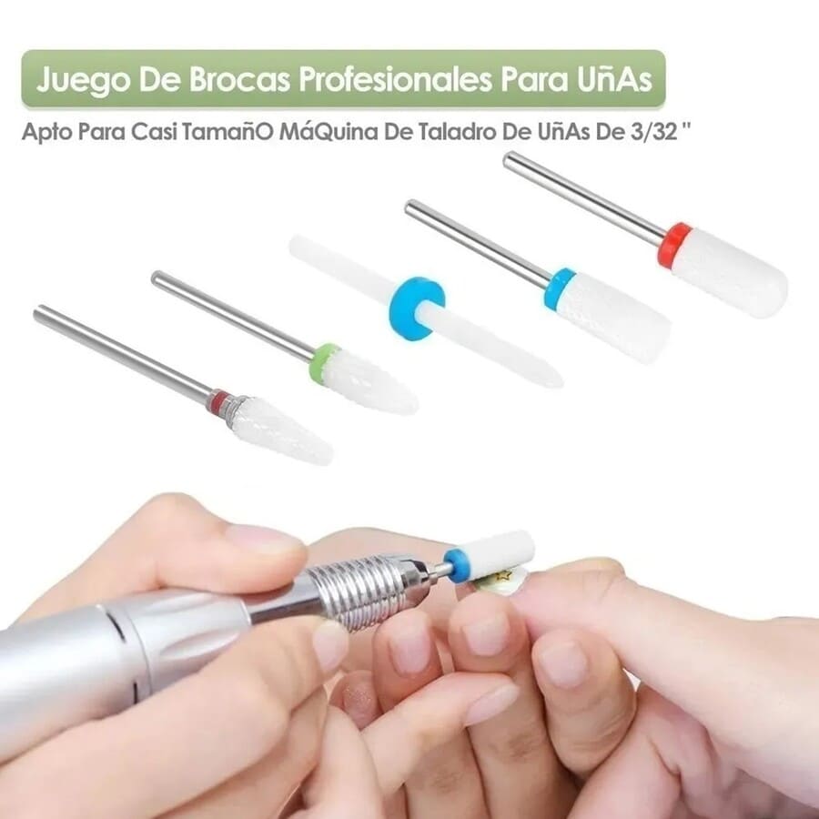 SET 5PCS BROCAS CERÁMICA TALADRO TORNO UÑAS MANICURA - 2