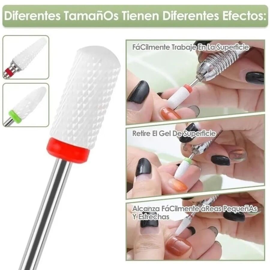 SET 5PCS BROCAS CERÁMICA TALADRO TORNO UÑAS MANICURA - 3