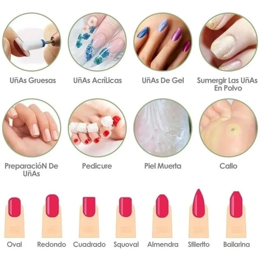 SET 5PCS BROCAS CERÁMICA TALADRO TORNO UÑAS MANICURA - 6