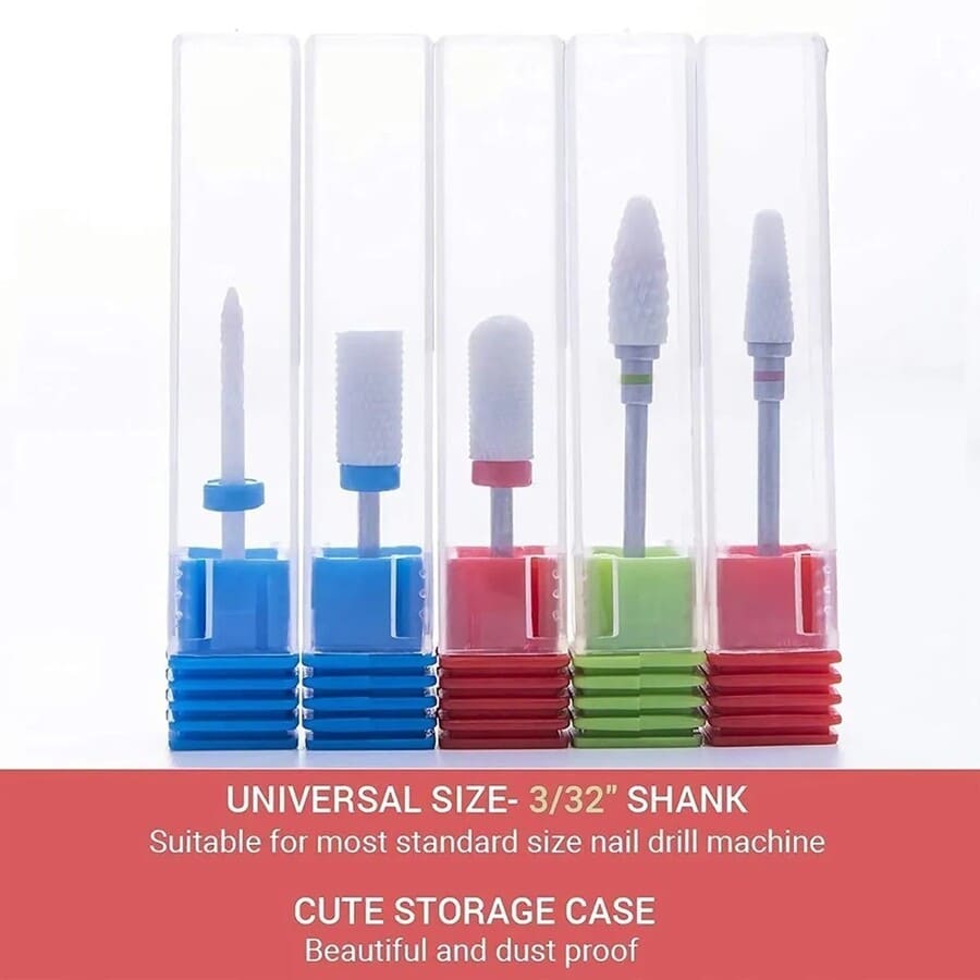 SET 5PCS BROCAS CERÁMICA TALADRO TORNO UÑAS MANICURA - 8