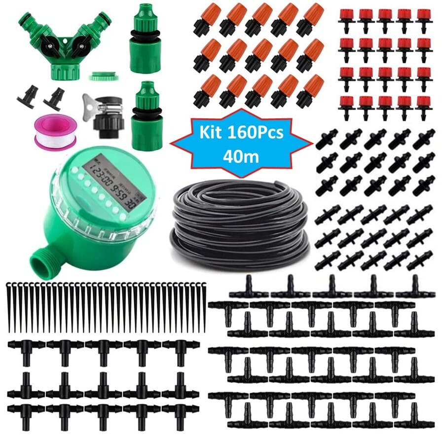 RIEGO AUTOMÁTICO ASPERSOR NEBULIZADOR KIT 40MTS + TIMER - 1